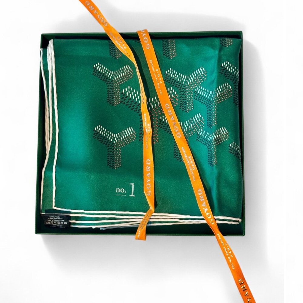 Authentic Goyard Scarf N°1  Green Silk Square, New in Box